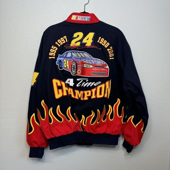 Vintage DuPont NASCAR Jeff Gordon 24 Flames 2001 Jacket Champion JH Chase XL